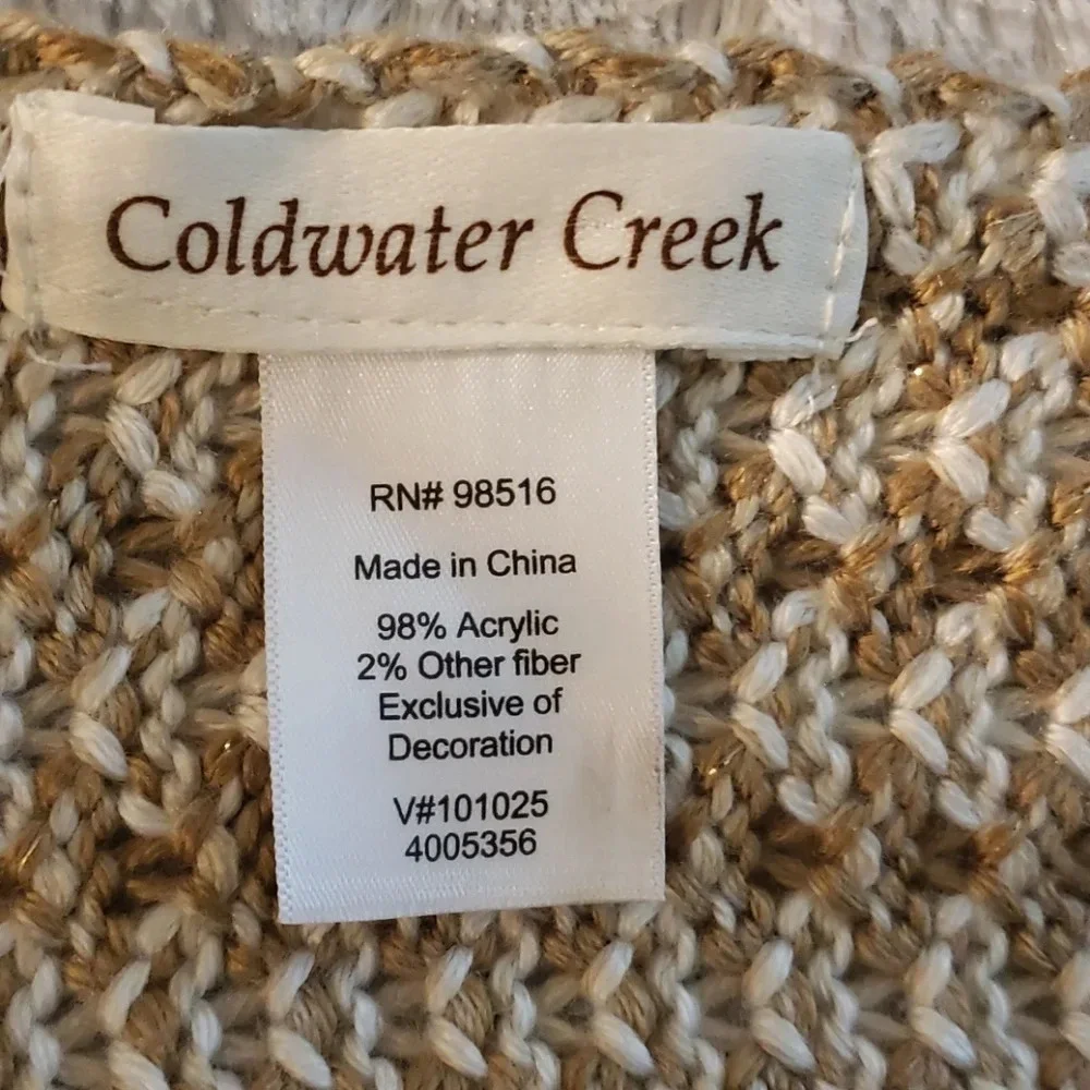 Coldwater Creek Gold & White Knit Scarf